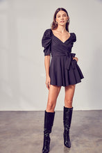 Load image into Gallery viewer, Chic Black Wrap Front Side Tie Shorts Romper