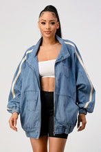 Load image into Gallery viewer, Casual Loose Fit Denim Stripe Jacket