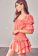 Load image into Gallery viewer, Puff Sleeve Smocked Waist Romper