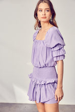 Load image into Gallery viewer, Puff Sleeve Smocked Waist Romper