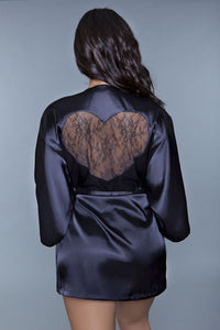 Amora Black Silk Robe