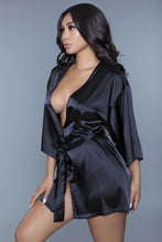 Load image into Gallery viewer, Amora Black Silk Robe