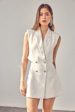 Load image into Gallery viewer, Blazer Button Front White Sleeveless Shorts Romper