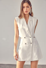 Load image into Gallery viewer, Blazer Button Front White Sleeveless Shorts Romper