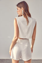 Load image into Gallery viewer, Blazer Button Front White Sleeveless Shorts Romper