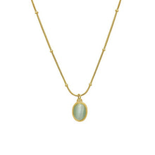 Load image into Gallery viewer, Oval Green Cat&#39;s Eye Necklace