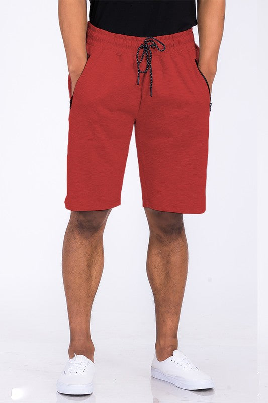 Men's Red Cotton Blend Lounge Sweat Shorts