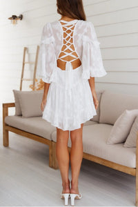 Chiffon Ruffle White Tiered Mini Dress