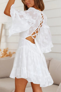 Chiffon Ruffle White Tiered Mini Dress