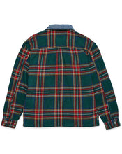 Load image into Gallery viewer, Women&#39;s Flannel Green Shacket With Denim Contrast Jacket