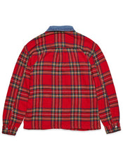 Load image into Gallery viewer, Red Flannel Long Sleeve Shacket With Denim Contrast