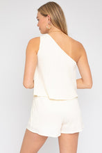 Load image into Gallery viewer, White Sleeveless One Shoulder Layered Top Romper