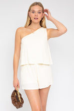 Load image into Gallery viewer, White Sleeveless One Shoulder Layered Top Romper