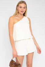 Load image into Gallery viewer, White Sleeveless One Shoulder Layered Top Romper