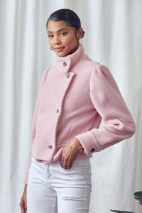 The Valerie Pink Sherpa Fleece Long Sleeve Winter Coat