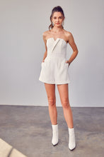 Load image into Gallery viewer, Trendy White Strapless Shorts Romper