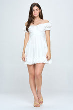 Load image into Gallery viewer, White Off Shoulder Ruffle Mini Dress