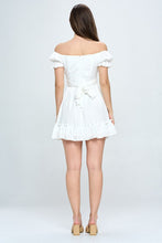 Load image into Gallery viewer, White Off Shoulder Ruffle Mini Dress