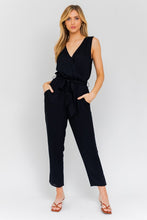 Load image into Gallery viewer, Black Deep V Sleeveless Surplus Jumpsuit