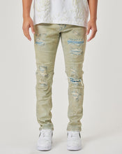 Load image into Gallery viewer, Men&#39;s Distressed Light Sand Slim Fit Denim Jeans