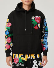 Load image into Gallery viewer, Men&#39;s Black Flower Puff Print Long Sleeve Hoodie