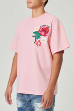 Load image into Gallery viewer, Men&#39;s Pink Flower Embroidered Puff Tee