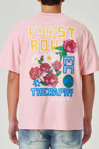 Men's Pink Flower Embroidered Puff Tee