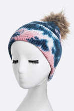 Load image into Gallery viewer, Tie Dyed Natural Natural Genuine Fur Pom Beanie