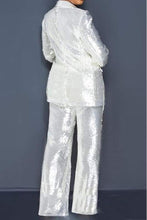 Load image into Gallery viewer, Exclusive Luxury White Sequin Glitter Long Sleeve Blazer &amp; Pants Suit