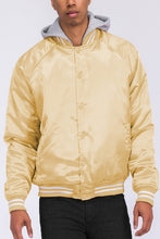 Load image into Gallery viewer, Men&#39;s Satin Rose Varsity Bomber Jacket w/Hood