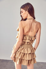 Load image into Gallery viewer, Smocked Waist Taupe Ruffle Romper