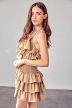 Load image into Gallery viewer, Smocked Waist Taupe Ruffle Romper