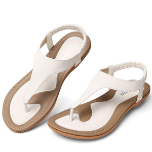 White Cara Elastic Strappy Summer Sandals