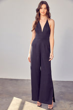 Load image into Gallery viewer, Glam Black Deep V Neck Wide Leg Jumpsuit