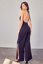 Load image into Gallery viewer, Glam Black Deep V Neck Wide Leg Jumpsuit