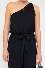 Load image into Gallery viewer, Black Sleeveless One Shoulder Waist Tie Jumpsuit