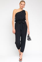 Load image into Gallery viewer, Black Sleeveless One Shoulder Waist Tie Jumpsuit