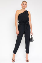 Load image into Gallery viewer, Black Sleeveless One Shoulder Waist Tie Jumpsuit