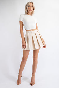 The Hampton Pleated Cream Tennis Skirt