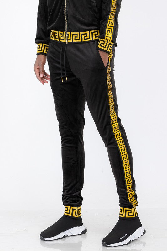 Men's Black/Gold Velour Status Detail Jogger Pants