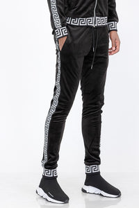 Men's Black/Gold Velour Status Detail Jogger Pants