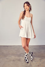 Load image into Gallery viewer, White Cotton Jacquard Contrast Detail Shorts Romper