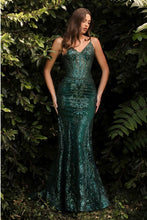 Load image into Gallery viewer, Embroidered Fantasy Gold Sequined Sleeveless Mermaid Gown