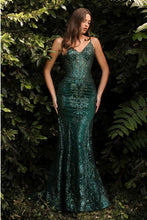 Load image into Gallery viewer, Embroidered Fantasy Sage Green Sequined Sleeveless Mermaid Gown