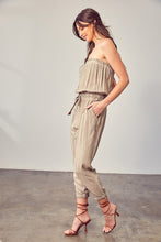 Load image into Gallery viewer, Raw Edge Blue Strapless Detail Tube Jumpsuit