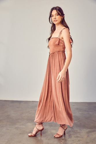 Washed Knit Coconut Orange Strapless Jumpsuit