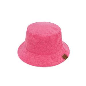 Trendy Pink Foldable Terry Cloth Bucket Hat