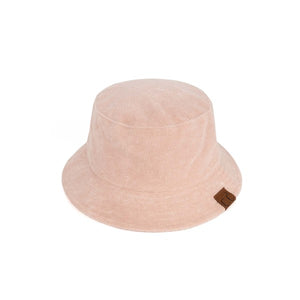 Trendy Pink Foldable Terry Cloth Bucket Hat