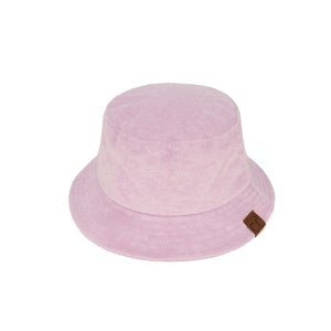 Trendy Pink Foldable Terry Cloth Bucket Hat