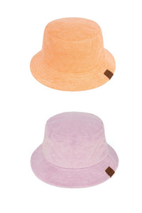 Trendy Pink Foldable Terry Cloth Bucket Hat